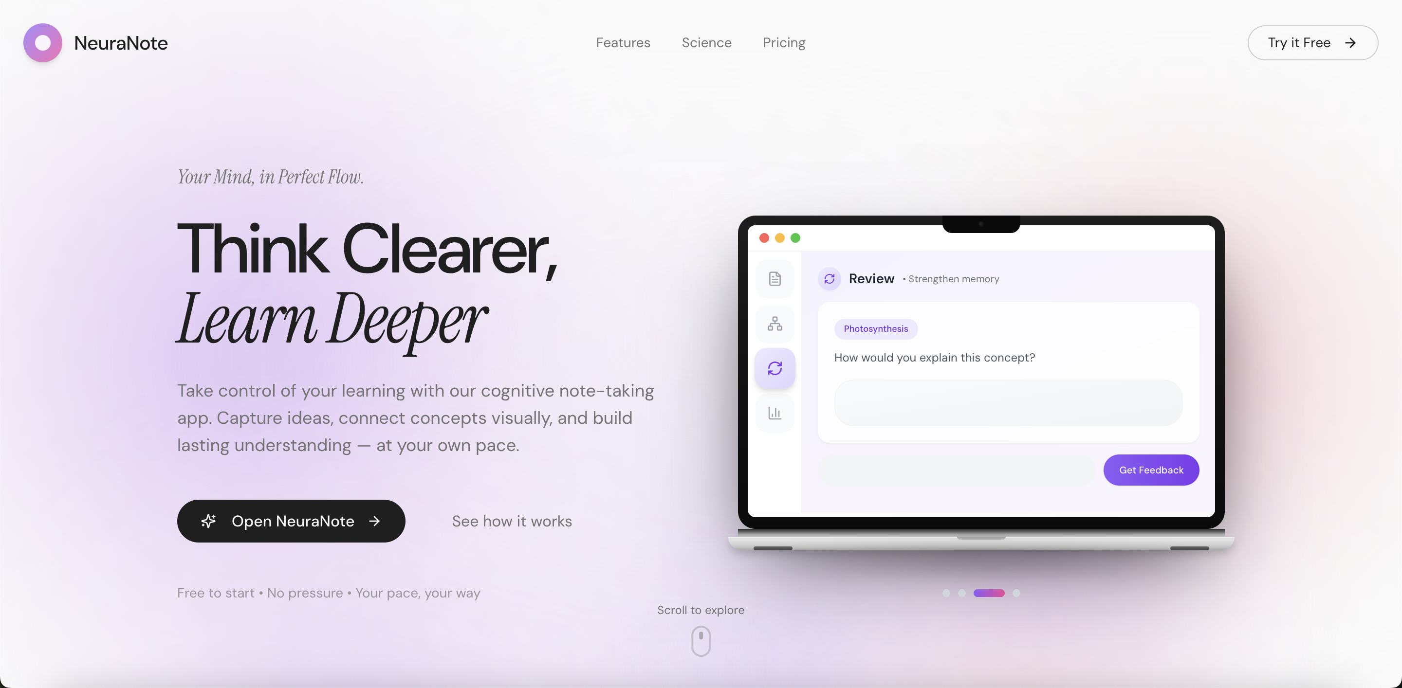 NeuraNote learning dashboard